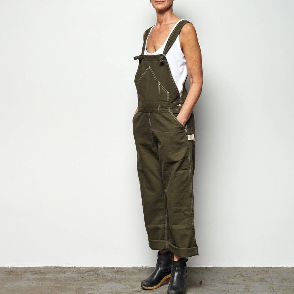 Utility Canvas Overalls in olive green sz L